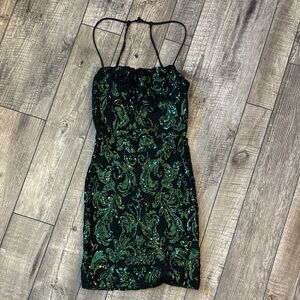 Windsor Elegant Green Sequin Mini Dress